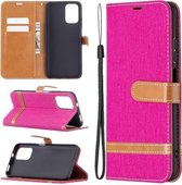 Voor Xiaomi Redmi Note 10 4G / Note 10S Kleuraanpassing Denim Textuur Horizontale Flip Leren Case met Houder & Kaartsleuven & Portemonnee & Lanyard (Rose Red)