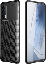 Voor vivo iQOO Neo5 koolstofvezel textuur schokbestendig TPU-hoesje (zwart)