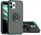 Q Shadow 1 Generation-serie TPU + pc-beschermhoes met 360 graden roterende ringhouder voor iPhone 12/12 Pro (donkergroen + zwart)