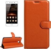 Voor Huawei Y5 II Litchi Texture Horizontale Flip Leren Case met Magnetische Gesp & Houder & Kaartsleuven & Portemonnee (Bruin)