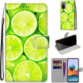 Voor Xiaomi Redmi Note 10 Pro Max / Note 10 Pro Gekleurde tekening Cross Texture Horizontale Flip PU lederen hoes met houder & kaartsleuven & portemonnee & lanyard (groene citroen)
