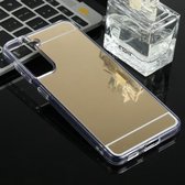 Voor Samsung Galaxy S21 5G TPU + Acryl Luxe Plating Spiegel Telefoon Case Cover (Goud)