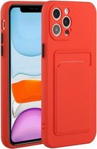 Card Slot Design Shockproof TPU beschermhoes voor iPhone 12 Pro Max (rood)