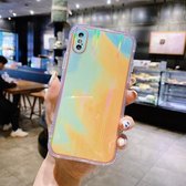 IMD Rendering Aquarel Aurora Patroon Schokbestendig TPU + PC Beschermhoes Voor iPhone XS / X (Herfstbladeren Geel)