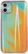 IMD Rendering Watercolor Aurora Pattern Shockproof TPU + PC beschermhoes voor iPhone 11 Pro Max (Autumn Leaves Yellow)