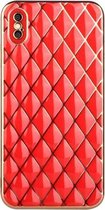 Electroplated Rhombic Pattern Sheepskin TPU beschermhoes voor iPhone XS Max (rood)