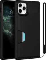 Armor schokbestendig TPU + pc-hardcase met kaartsleufhouder Funtion voor iPhone 11 Pro Max (zwart)