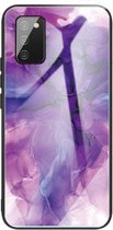 Voor Samsung Galaxy A02s (EU-versie) Beschermhoes met abstract marmerpatroonglas (abstract paars)