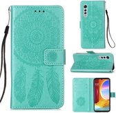 Voor LG Velvet 2 Pro Dream Catcher Printing Horizontale Flip lederen hoes met houder & kaartsleuven & portemonnee & lanyard (groen)