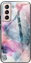 Voor Samsung Galaxy S21 + 5G Abstract Marble Pattern Glass beschermhoes (Abstract Multicolor)