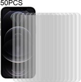 50 PCS 3D Gebogen Zeefdruk PET Volledige Dekking Beschermfolie Voor iPhone 12/12 Pro (Transparant)