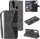 Voor Xiaomi Redmi 9C Stiksels Kalf Textuur Horizontale Flip Lederen Case met Houder & Kaartsleuven & Portemonnee (Grijs)