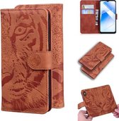 Voor OPPO Realme V11 5G Tiger Embossing Pattern Horizontale Flip lederen tas met houder & kaartsleuven & portemonnee (bruin)