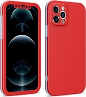Tweekleurige 360 graden volledige dekking Beschermende pc + TPU schokbestendige hoes voor iPhone 12 Pro (rood)