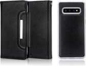 Voor Samsung Galaxy S10 + Litchi Texture Horizontale Flip Buckle Afneembare Magnetische PU Leather Case met Kaartsleuven & Portemonnee & Fotolijst (Zwart)
