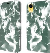 Cloud Fog Pattern horizontale flip lederen hoes met houder & kaartsleuf & portemonnee voor iPhone XR (donkergroen)