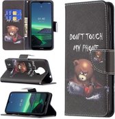 Voor Nokia 1.4 Gekleurde tekening patroon Horizontale flip lederen tas met houder & kaartsleuven & portemonnee (beer)