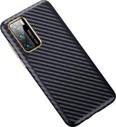 Voor Huawei P40 koolstofvezel lederen textuur Kevlar anti-fall telefoon beschermhoes (zwart)