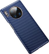 Voor Huawei Mate 30 Pro koolstofvezel lederen textuur Kevlar anti-fall telefoon beschermhoes (blauw)