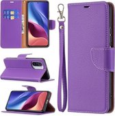 Voor Xiaomi Mi 11i / Poco F3 / Redmi K40 / K40 Pro Litchi Textuur Pure Kleur Horizontale Flip Leren Case met Houder & Kaartsleuven & Portemonnee & Lanyard (Paars)