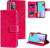 Voor Samsung Galaxy A52 5G / 4G Totem Bloem Reliëf Horizontale Flip TPU + PU Leren Case met Houder & Kaartsleuven & Portemonnee (Rood)