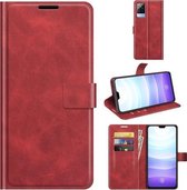 Voor vivo S9 retro kalfspatroon gesp horizontale flip lederen tas met houder & kaartsleuven & portemonnee (rood)