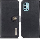 Voor OnePlus 9R KHAZNEH Koeienhuid Textuur Horizontale Flip Leren Case met Houder & Kaartsleuven & Portemonnee (Zwart)