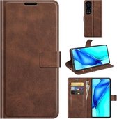 Voor Huawei P50 Pro Retro Kalfspatroon Gesp Horizontale Flip Leren Case met Houder & Kaartsleuven & Portemonnee (Donkerbruin)