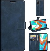 Voor OPPO Realme Q3i 5G / Realme Q3 5G Retro Kalfspatroon Gesp Horizontale Flip Leren Case met Houder & Kaartsleuven & Portemonnee (Blauw)