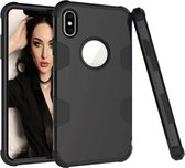 Contrasterende kleur siliconen + pc schokbestendig hoesje voor iPhone XS Max (zwart)