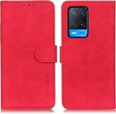 Voor OPPO A54 4G KHAZNEH Retro Textuur PU + TPU Horizontale Flip Leren Case met Houder & Kaartsleuven & Portemonnee (Rood)