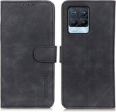 Voor OPPO Realme 8/8 Pro KHAZNEH Retro Textuur PU + TPU Horizontale Flip Leren Case met Houder & Kaartsleuven & Portemonnee (Zwart)