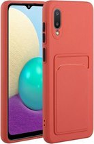 Voor Samsung Galaxy A02 kaartsleuf ontwerp schokbestendig TPU beschermhoes (pruim rood)