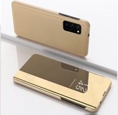 Voor OPPO A74 4G / F19 vergulde spiegel horizontale flip lederen tas met houder (goud)