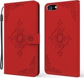 Reliëf Fortune Flower Pattern Horizontale Flip Leren Case met Houder & Kaartsleuf & Portemonnee & Lanyard Voor iPhone 8 Plus & 7 Plus (Rood)