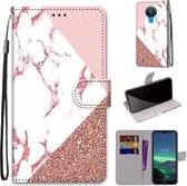 Voor Nokia 1.4 Gekleurde Tekening Cross Textuur Horizontale Flip PU Lederen Case met Houder & Kaartsleuven & Portemonnee & Lanyard (Roze Steen Textuur)