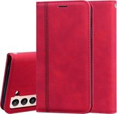Voor Samsung Galaxy S21 5G Frosted Business Magnetische Horizontale Flip PU lederen tas met houder & kaartsleuf & lanyard (rood)