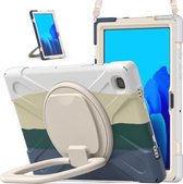 Voor Samsung Galaxy Tab A7 10.4 (2020) T500 / T505 siliconen + pc-beschermhoes met houder en schouderriem (kleurrijk groen)