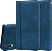Voor Samsung Galaxy A02 (EU-versie) Frosted Business Magnetische horizontale Flip PU lederen tas met houder & kaartsleuf & lanyard (blauw)