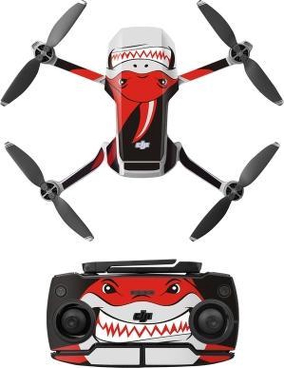 Sunnylife MM-TZ439 Waterdichte PVC-drone-body + arm + afstandsbediening Decoratieve beschermende stickerset voor DJI Mavic Mini (Shark Red)