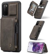 Voor Samsung Galaxy S20 CaseMe C20 Multifunctionele PC + TPU beschermhoes met houder & kaartsleuf & portemonnee (donkere koffie)