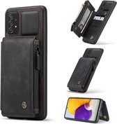Voor Samsung Galaxy A72 4G / 5G CaseMe C20 Multifunctionele PC + TPU beschermhoes met houder & kaartsleuf & portemonnee (zwart)