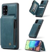 Voor Samsung Galaxy A71 4G CaseMe C20 multifunctionele pc + TPU beschermhoes met houder & kaartsleuf & portemonnee (blauw)