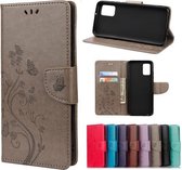 Voor Xiaomi Poco F3 vlinderbloempatroon horizontale flip lederen tas met houder & kaartsleuven & portemonnee (grijs)