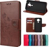 Voor Nokia 5.4 Butterfly Flower Pattern Horizontale Flip Leather Case met houder & kaartsleuven & portemonnee (bruin)
