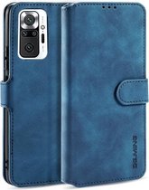 Voor Geschikt voor Xiaomi Redmi Note 10 Pro DG.MING Retro Oil Side Horizontale Flip lederen tas met houder & kaartsleuven & portemonnee (blauw)