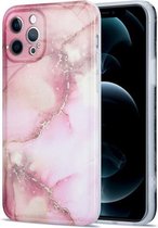 Geglazuurd marmerpatroon TPU schokbestendig beschermhoesje voor iPhone 12 mini (roze)