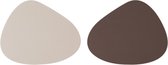 Placemat - Bruin / Crème - tweekleurig om te draaien - Kunstleer - Organic Leder look placemats Dubbelzijde placemats - 6 stuks