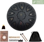 Happy Goodz Lotus drum set klankschaal - 11 tongen - handdrum Zwart - Tongue drum 15 cm meditatie - sound healing behandeling - handpan - kalmerend effect - mediteren - ontstressen