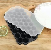 JU&MP Honeycomb IJsblokjesvorm - IJsblokjes - IJsblokjesvorm met Deksel - Zwart